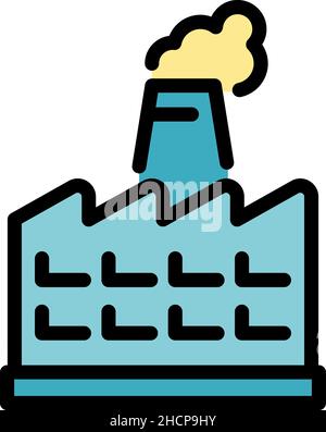 Eco factory icon. Outline eco factory vector icon color flat isolated Stock Vector