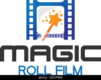Modern colorful MAGIC ROLL FILM star logo design Stock Vector