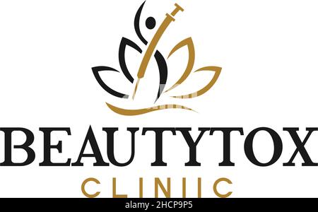Flat letter BEAUTYTOX CLINIC health logo design Stock Vector