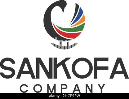 Colorful SANKOFA COMPANY Peacock bird logo design Stock Vector