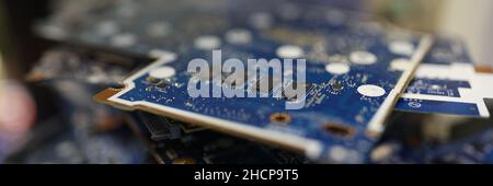 Electronics chipset or microcircuit from a computer closeup Stock Photo
