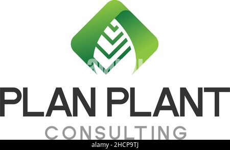 Modern colorful PLAN PLANT go green logo design Stock Vector