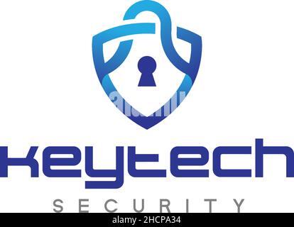 Simple design KEY TECH security lock logo design Stock Vector