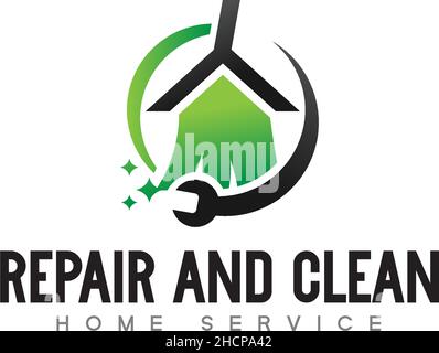 Modern colorful REPAIR AND CLEAN home logo design Stock Vector