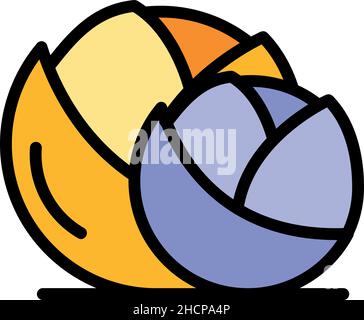 Farm cabbage icon. Outline farm cabbage vector icon color flat isolated Stock Vector