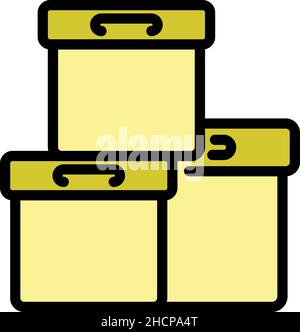 Eco shipping boxes icon. Outline eco shipping boxes vector icon color flat isolated Stock Vector
