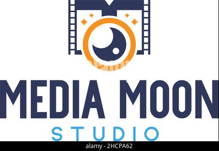 Modern colorful MEDIA MOON STUDIO clip logo design Stock Vector