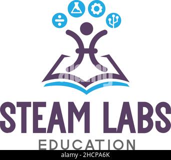 Modern design STEAM LABS laboratory logo design Stock Vector