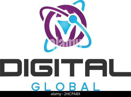 Modern colorful DIGITAL GLOBAL globe logo design Stock Vector
