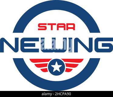 Colorful STAR NEWING display font logo design Stock Vector