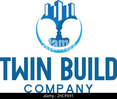 Modern TWIN BUILD COMPANY interior logo design Stock Vector