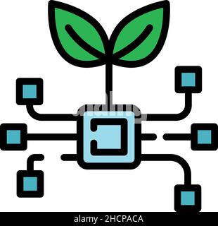 Ecology innovation icon. Outline ecology innovation vector icon color flat isolated Stock Vector
