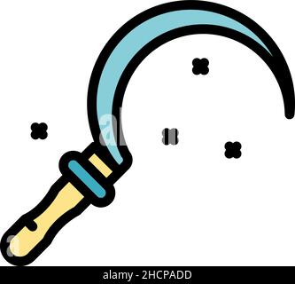 Sickle farm icon. Outline sickle farm vector icon color flat isolated Stock Vector
