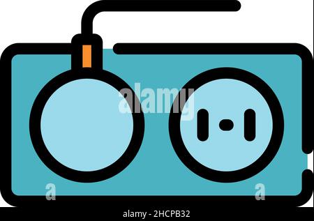 Wall electric plug icon. Outline wall electric plug vector icon color flat isolated Stock Vector