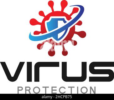 Flat Colorful VIRUS PROTECTION shield logo design Stock Vector