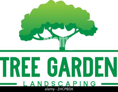 Modern colorful TREE GARDEN green leaf logo design Stock Vector