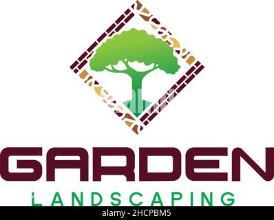 Colorful GARDEN LANDSCAPING go green logo design Stock Vector