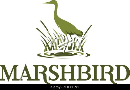 Modern design MARSHBIRD grass water logo design Stock Vector