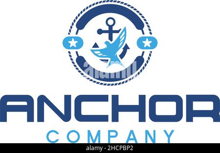 Modern colorful ANCHOR COMPANY bird logo design Stock Vector