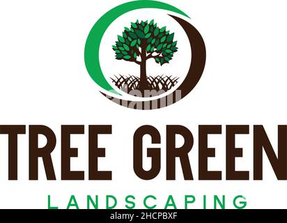 Modern colorful TREE GREEN leaf grass logo design Stock Vector
