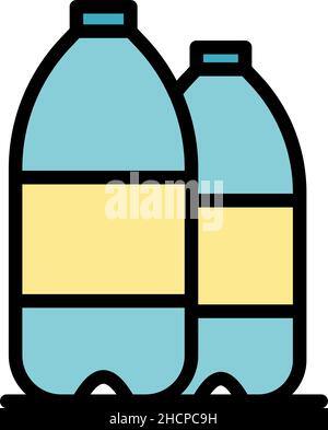 Recyclable bottles icon. Outline recyclable bottles vector icon color flat isolated Stock Vector