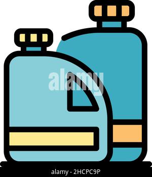 Ecological bottles icon. Outline ecological bottles vector icon color flat isolated Stock Vector