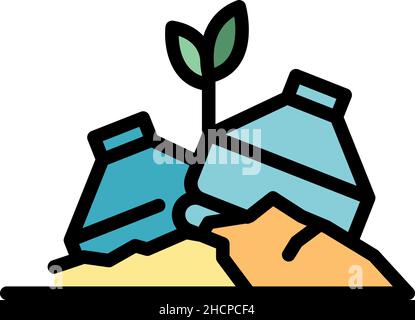 Ground pollution icon. Outline ground pollution vector icon color flat isolated Stock Vector