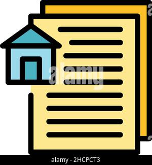 House documents icon. Outline house documents vector icon color flat isolated Stock Vector