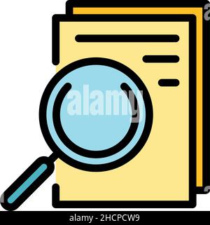 Agent doc search icon. Outline agent doc search vector icon color flat isolated Stock Vector