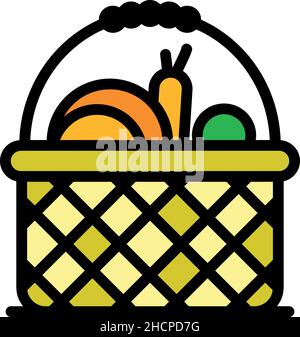 Village vegetables icon. Outline village vegetables vector icon color flat isolated Stock Vector