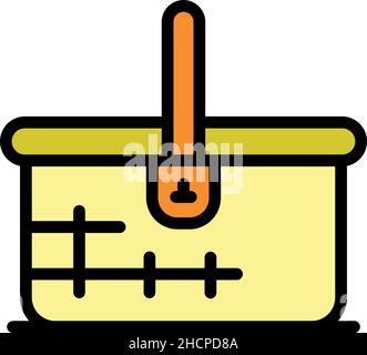 Basket icon. Outline basket vector icon color flat isolated Stock Vector