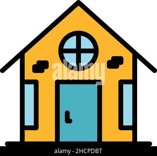 Village home icon. Outline village home vector icon color flat isolated Stock Vector
