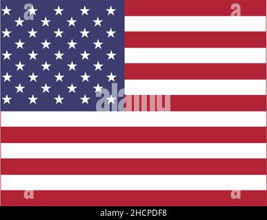 Simple flat US flag administrative map of the Federal State of Wyoming, USA Stock Vector