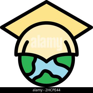 Global degree icon. Outline global degree vector icon color flat isolated Stock Vector