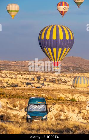 Ballon ride experience in Capadoccia, Turkey. Float Over Cappadocia's Stunning Landmarks and Volcanic Spires! Stock Photo