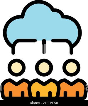 Cloud customer database icon. Outline cloud customer database vector icon color flat isolated Stock Vector