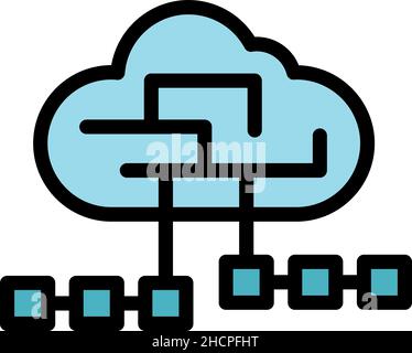 Customer cloud data icon. Outline customer cloud data vector icon color flat isolated Stock Vector