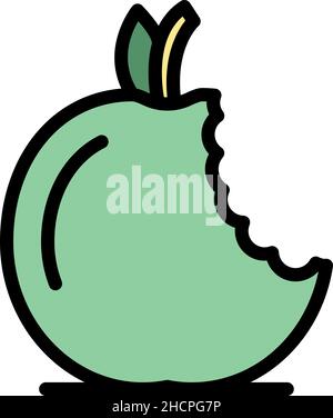 Bite apple waste icon. Outline bite apple waste vector icon color flat isolated Stock Vector