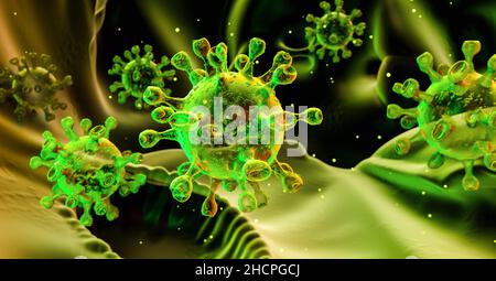 Coronavirus inside human body - flu outbreak or coronaviruses influenza Stock Photo