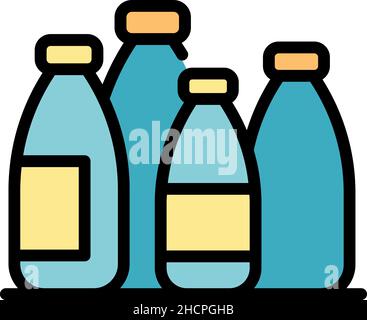 Shop bottle garbage icon. Outline shop bottle garbage vector icon color flat isolated Stock Vector