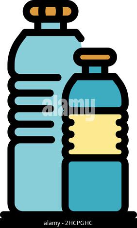 Garbage bottles icon. Outline garbage bottles vector icon color flat isolated Stock Vector