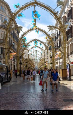Calle Marques de Larios, Malaga most important shopping location, Historical centre ( Old Town), Malaga Spain Stock Photo