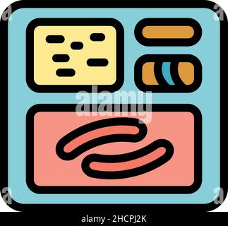 Airline menu icon. Outline airline menu vector icon color flat isolated Stock Vector