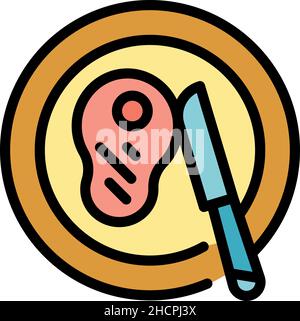 Flight breakfast icon. Outline flight breakfast vector icon color flat isolated Stock Vector