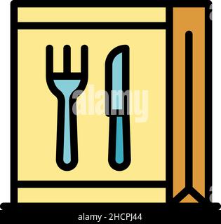 Plane lunch icon. Outline plane lunch vector icon color flat isolated Stock Vector