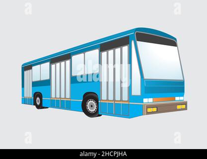 Blue bus with no people. Vector illustration. EPS10. Stock Vector