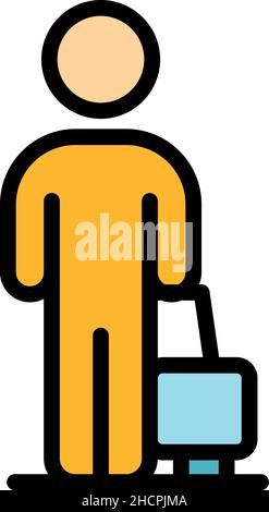 Flight passenger icon. Outline flight passenger vector icon color flat isolated Stock Vector