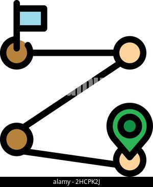 Destination itinerary icon. Outline destination itinerary vector icon color flat isolated Stock Vector