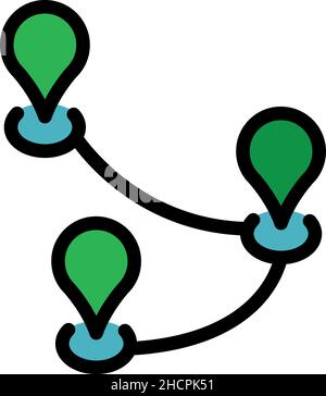 Itinerary way icon. Outline itinerary way vector icon color flat isolated Stock Vector