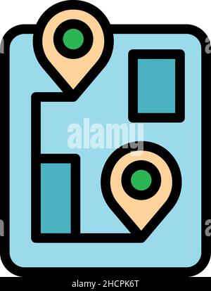 Check itinerary icon. Outline check itinerary vector icon color flat isolated Stock Vector